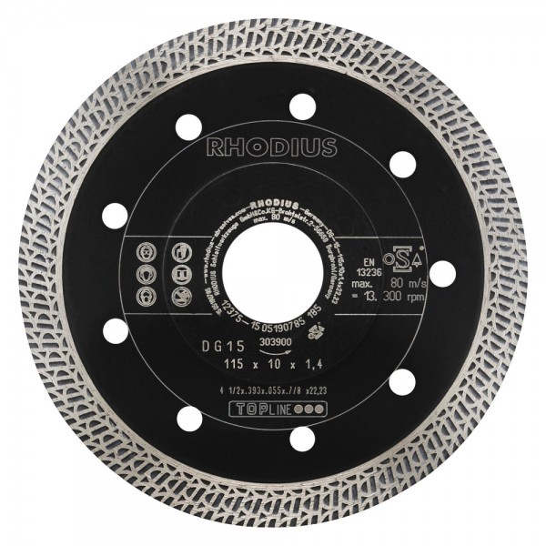 Диамантен диск за плочки и керамика RHODIUS DG15 Ø115 - 303900