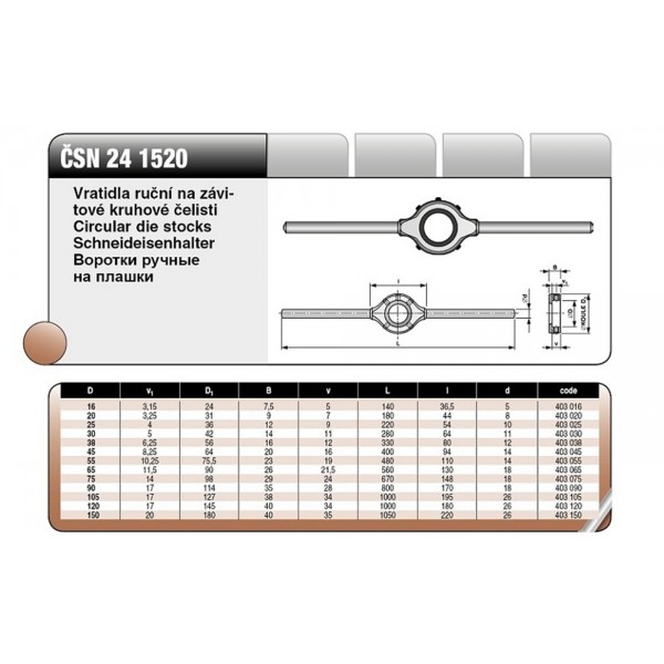 Върток за плашки D38mm CSN 24 1520 / 403038
